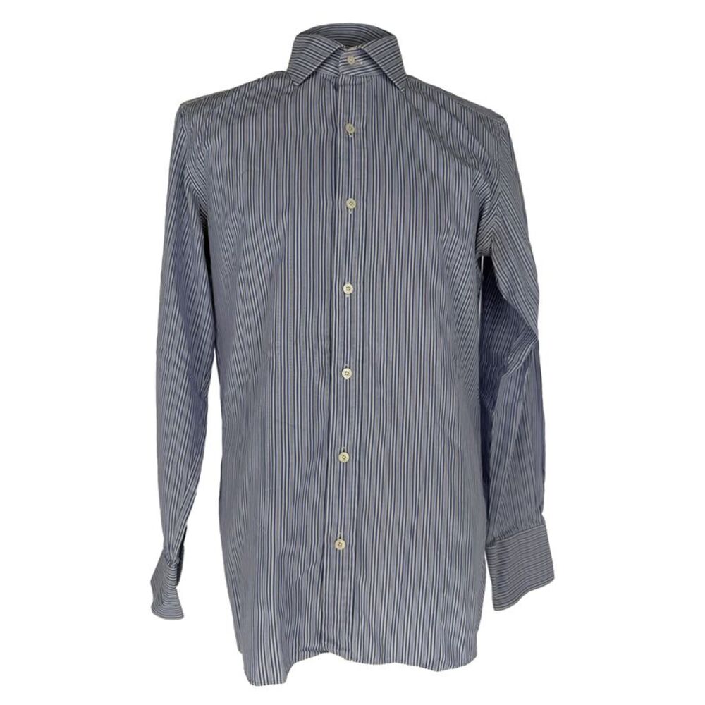 Tom Ford Striped Button-Down Shirt in Blue Cotton